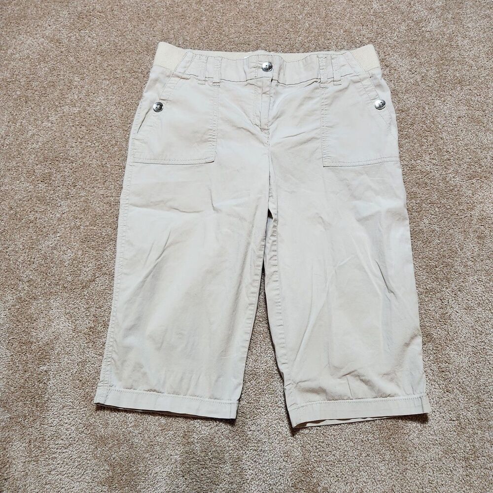 Chico's Bermuda Shorts Women 0 US 4 Tan 15" Inseam Mid Rise